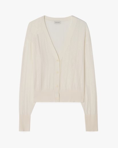 House of Dagmar Pointelle Cardigan Ivory White