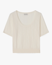 House of Dagmar Pointelle Knit Top Ivory White