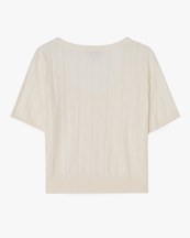 House of Dagmar Pointelle Knit Top Ivory White
