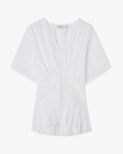 House of Dagmar Poplin V-Neck Top White