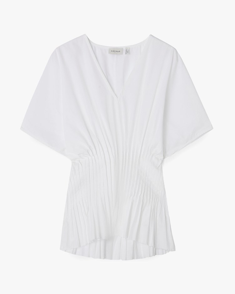 House of Dagmar Poplin V-Neck Top White