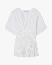 House of Dagmar Poplin V-Neck Top White