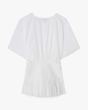 House of Dagmar Poplin V-Neck Top White