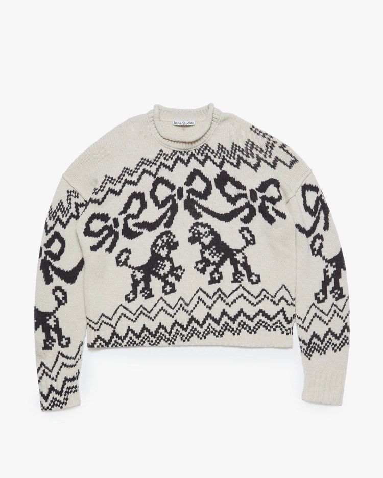 Acne Studios Printed Wool Blend Jumper White/Black