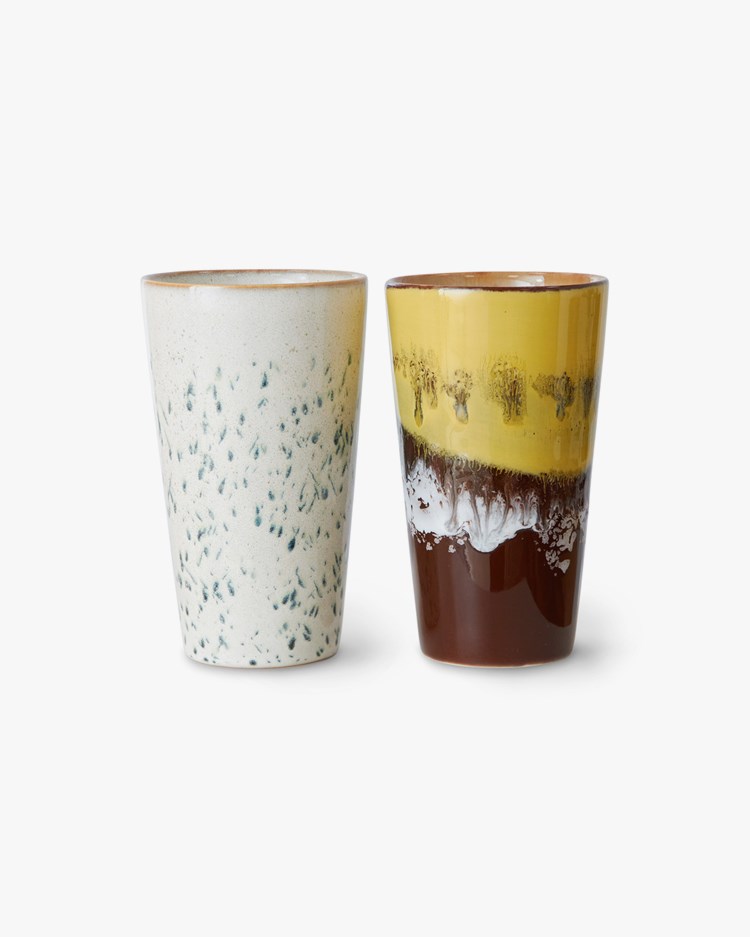 HK Living 70S Ceramics Latte Mugs Set Of 2 Brine