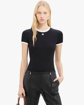 Courrèges Signature Contrast T-Shirt Black/Heritage White