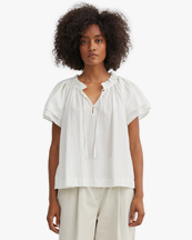 Skall Studio Grace Blouse White/Yellow Dobby Stripe