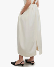 House of Dagmar Curved Pleated Skirt Cream White