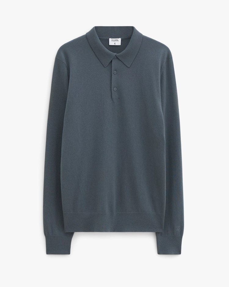 Filippa K Knitted Polo Shirt Green Grey