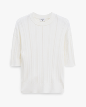 Filippa K Braid Knit T-Shirt Pearl White