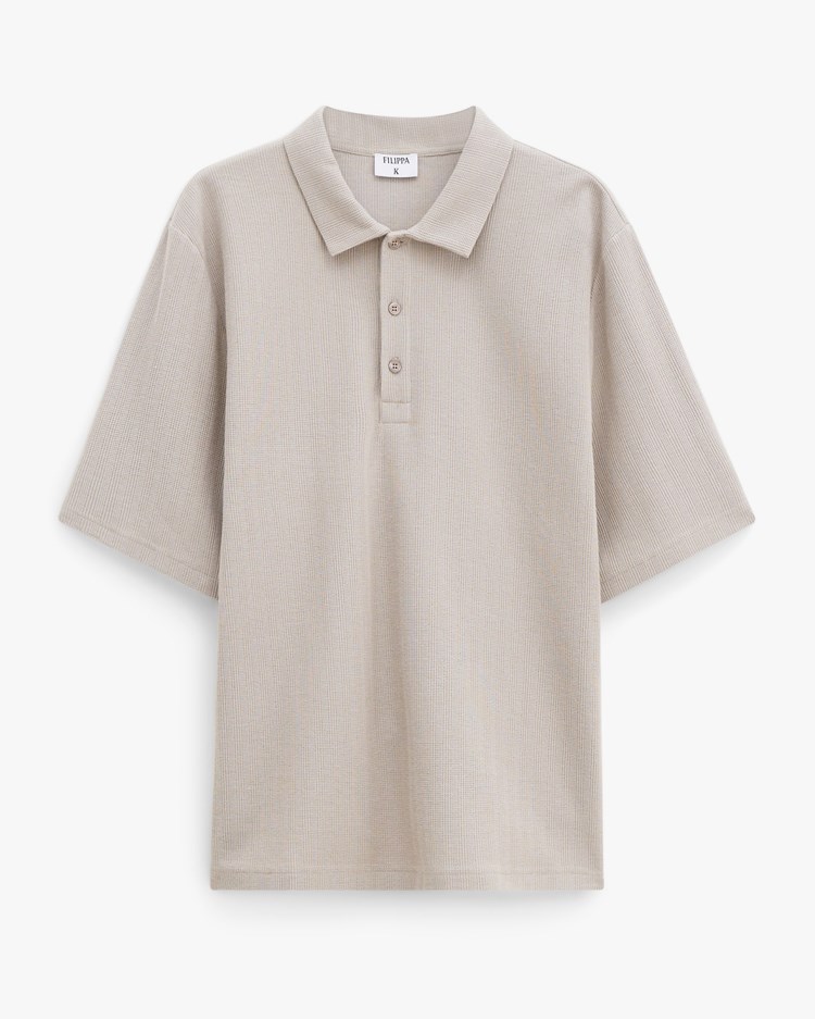 Filippa K Cotton Jersey Polo Shirt Faded Khaki