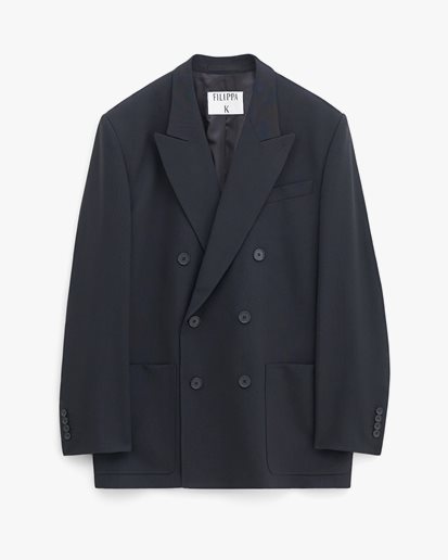 Filippa K Patch Pocket Double Breasted Blazer Black