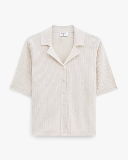 Filippa K Shortsleeve Collar Cardigan Cream White
