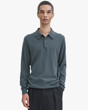 Filippa K Knitted Polo Shirt Green Grey