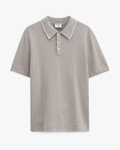 Filippa K Linen Cotton Knit Polo Moss Grey
