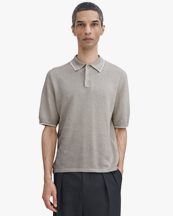 Filippa K Linen Cotton Knit Polo Moss Grey