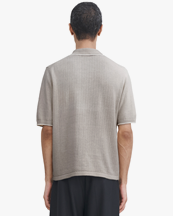 Filippa K Linen Cotton Knit Polo Moss Grey