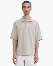 Filippa K Cotton Jersey Polo Shirt Faded Khaki