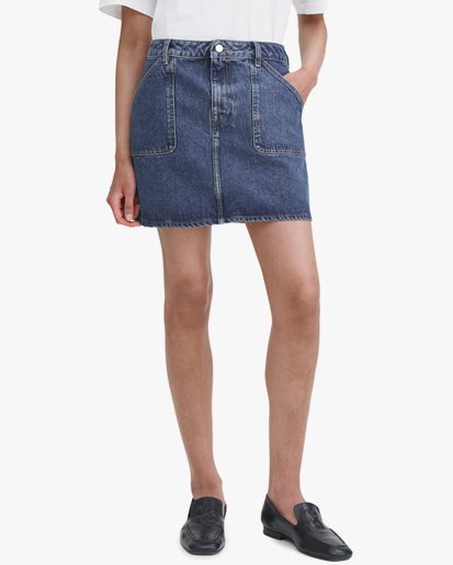 Filippa K Patch Pocket Mini Skirt Washed Mid Blue
