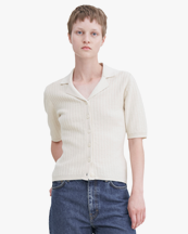 Filippa K Shortsleeve Collar Cardigan Cream White