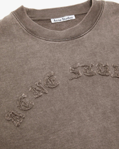 Acne Studios Cropped Patch Logo Sweatshirt Taupe Brown