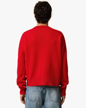 AMI Paris Tonal Ami De Coeur Crewneck Cardigan Poppy Red