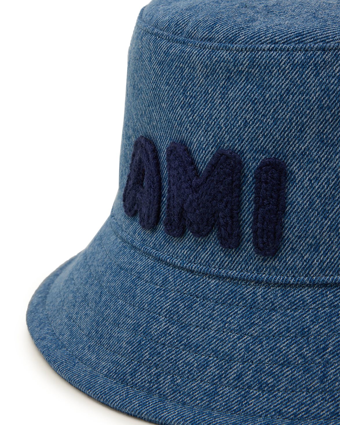 【AMI PARIS】刺繍ロゴ デニム バケットハット Used Blue cotton AMI PARIS】刺繍ロゴ デニム バケットハット Used Blue cotton