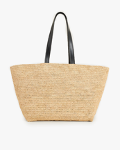 AMI Paris Embroidered Logo Raffia Tote Bag Natural