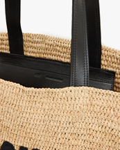 AMI Paris Embroidered Logo Raffia Tote Bag Natural