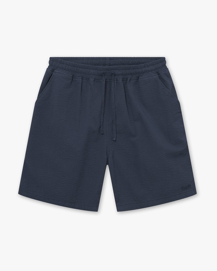 Forét Hush Seersucker Shorts Navy