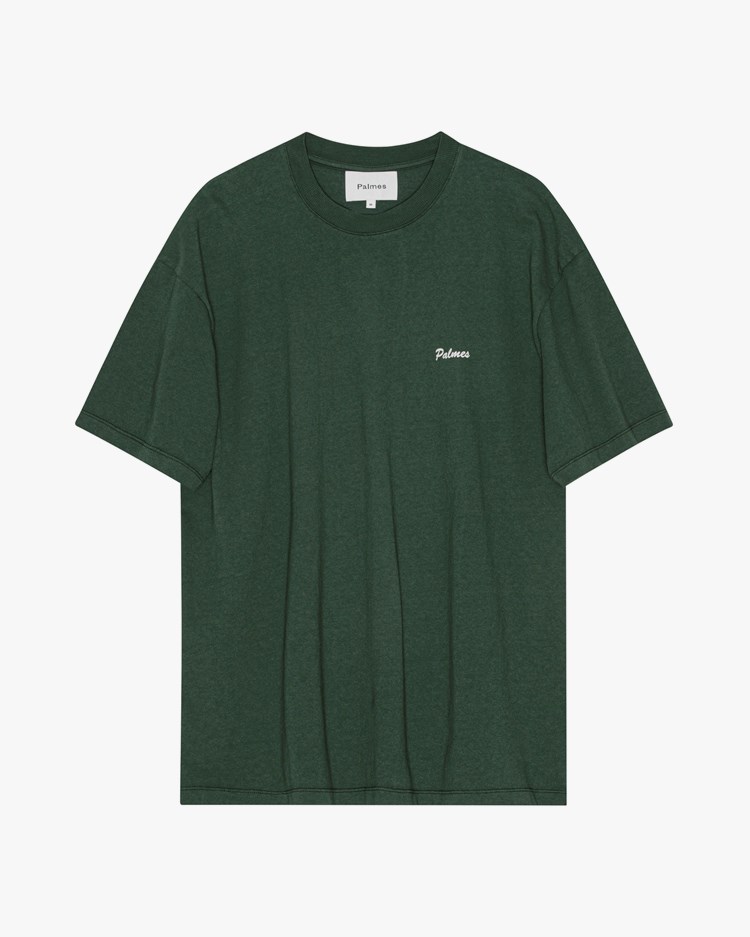 Palmes Dyed T-Shirt Dark Green/White
