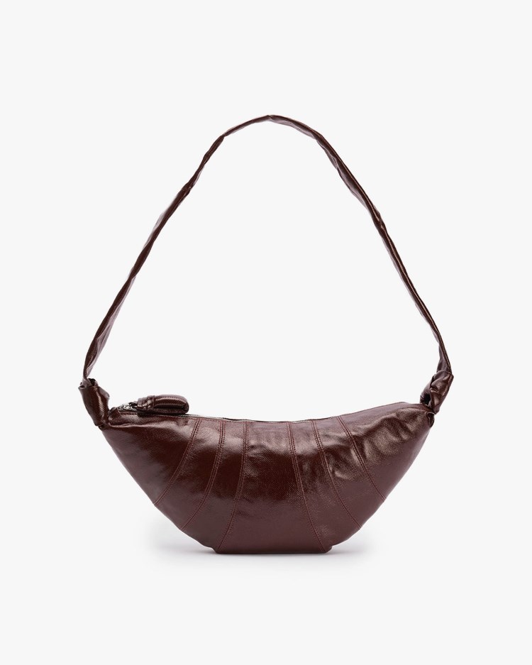 LEMAIRE Medium Croissant Bag Coated Cotton Chocolate Fondant