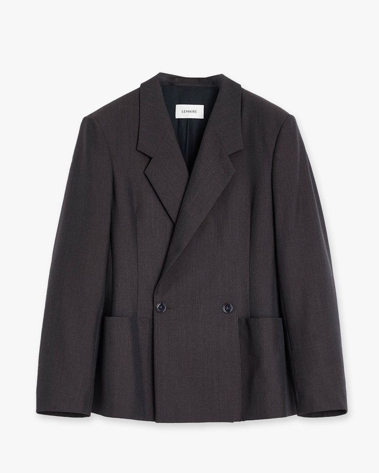 LEMAIRE Double-Breasted Tailored Jacket Dark Espresso Melange