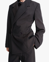 LEMAIRE Double-Breasted Tailored Jacket Dark Espresso Melange