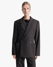 LEMAIRE Double-Breasted Tailored Jacket Dark Espresso Melange