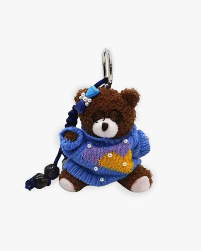 Bear With Blue Sweater Bag Charm Dark Brown