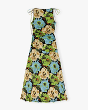 Ganni Printed Gathered Long Dress Multicolor