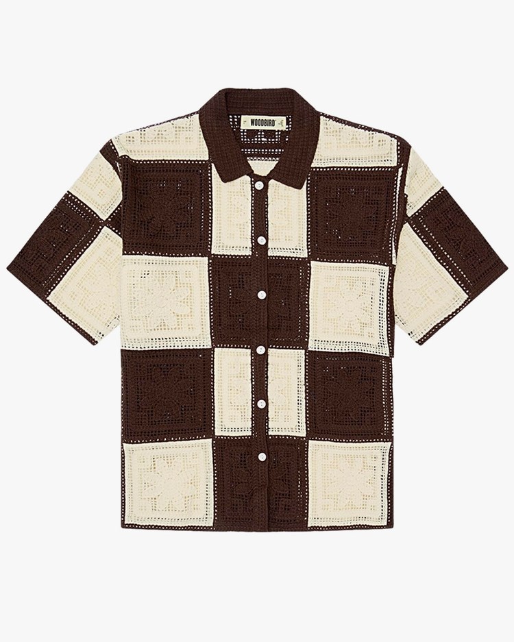 Woodbird Banks Crochet Knit Brown/off white
