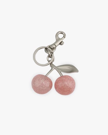 Pink Cherry Bag Charm Silver