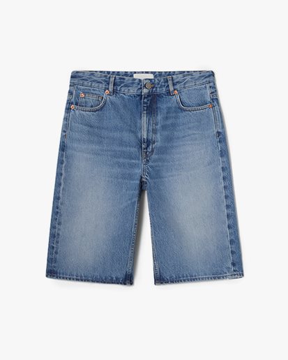 Teurn Studios Boyfriend Fit Denim Shorts Blue Wash