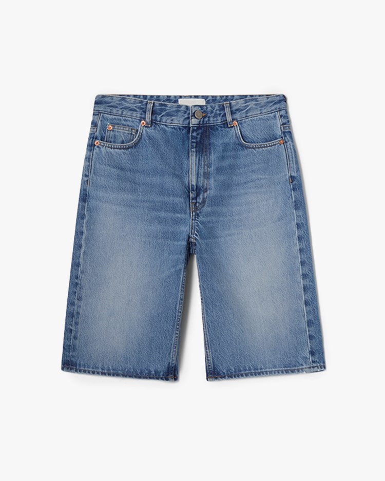Teurn Studios Boyfriend Fit Denim Shorts Blue Wash