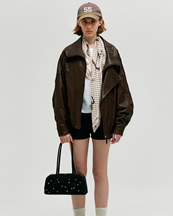 MARGESHERWOOD Soft Baguette Bag Black Studded