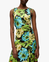 Ganni Printed Gathered Long Dress Multicolor