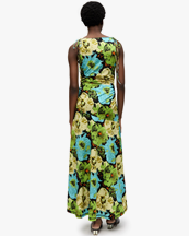 Ganni Printed Gathered Long Dress Multicolor