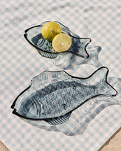 Fish Plate Large Dark Blue Glass