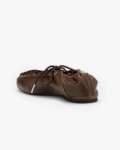 Ganni Eyelets Lace Up Ballerina Oleatex Dark Olive