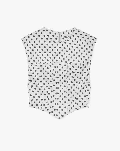 Ganni Printed Double Satin Corset Blouse Egret