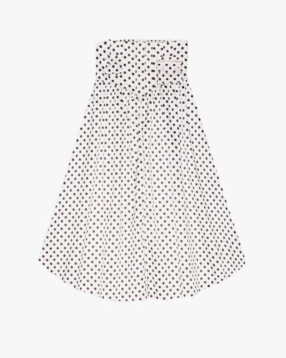 Ganni Printed Double Satin Long Pocket Skirt Egret