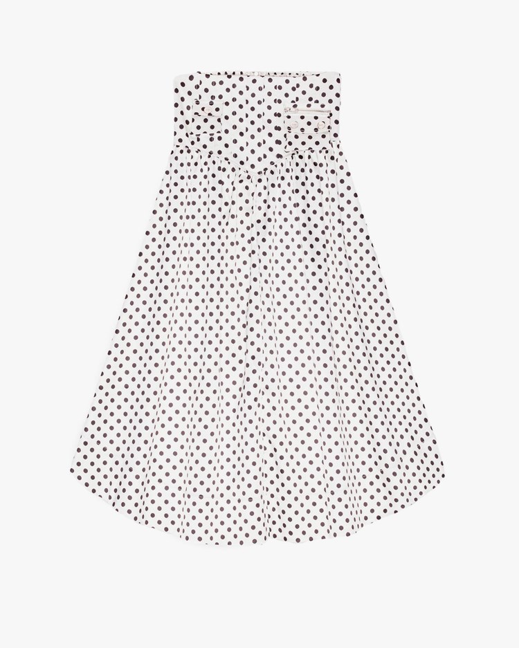 Ganni Printed Double Satin Long Pocket Skirt Egret