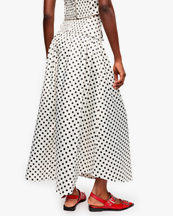 Ganni Printed Double Satin Long Pocket Skirt Egret